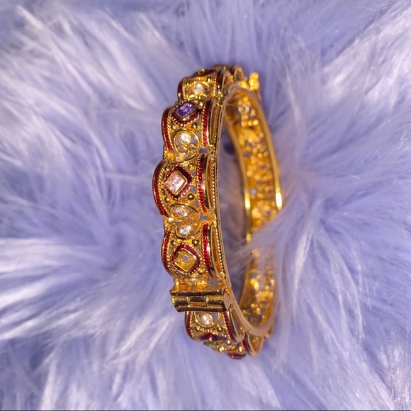 Vintage Gold Multicolored Rhinestone Bracelet - Picture 4 of 5